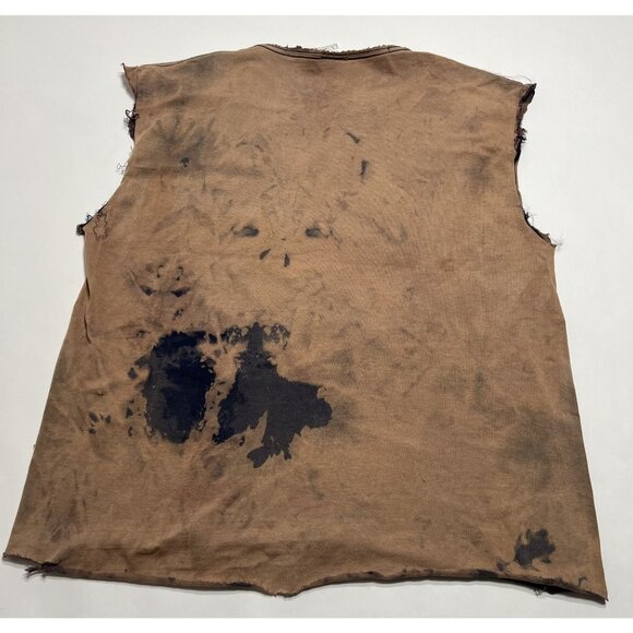 WARZONE Low East Side Distressed Crew Muscle Tee in Brown - Picture 3 of 3